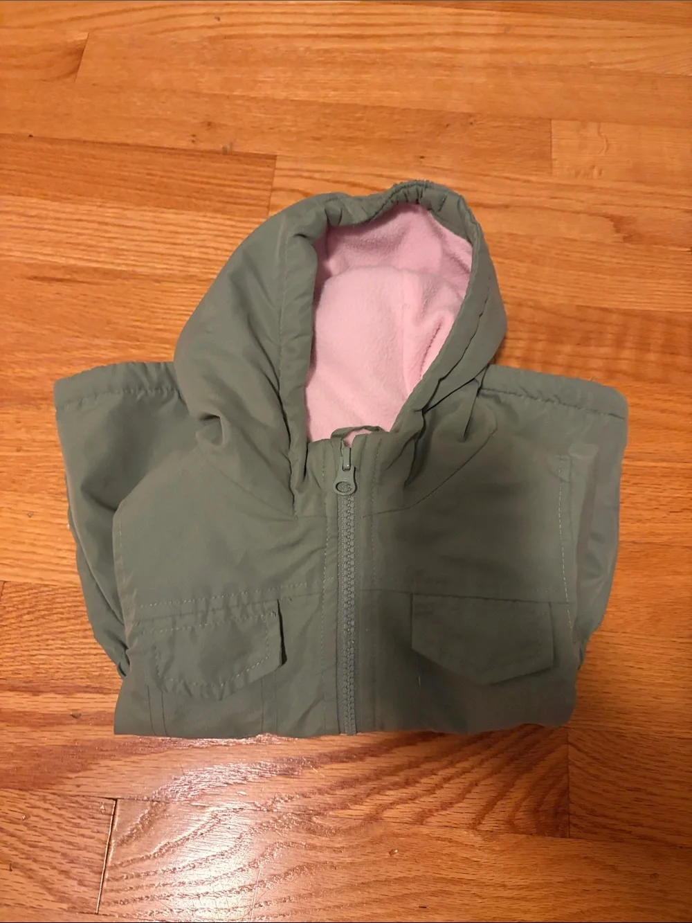 OshKosh B'gosh Olive Green Hooded Jacket with Pink Lining